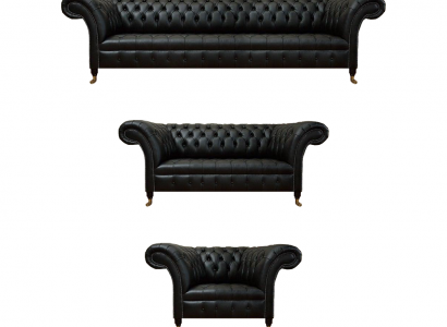 Wohnzimmer Sofagarnitur Schwarz 3tlg Luxus Design Chesterfield Neu